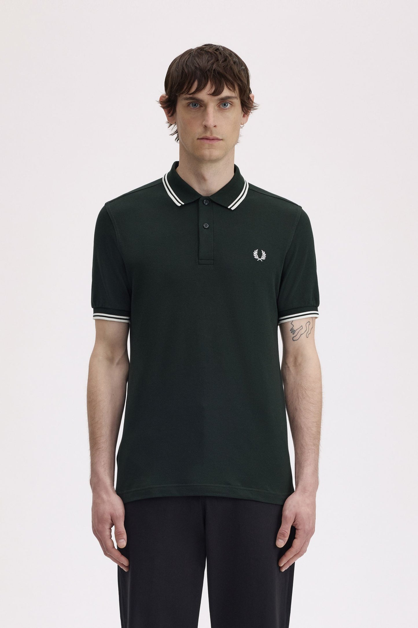 Fred Perry Twin Tipped Polo Shirt – Racing Green & White