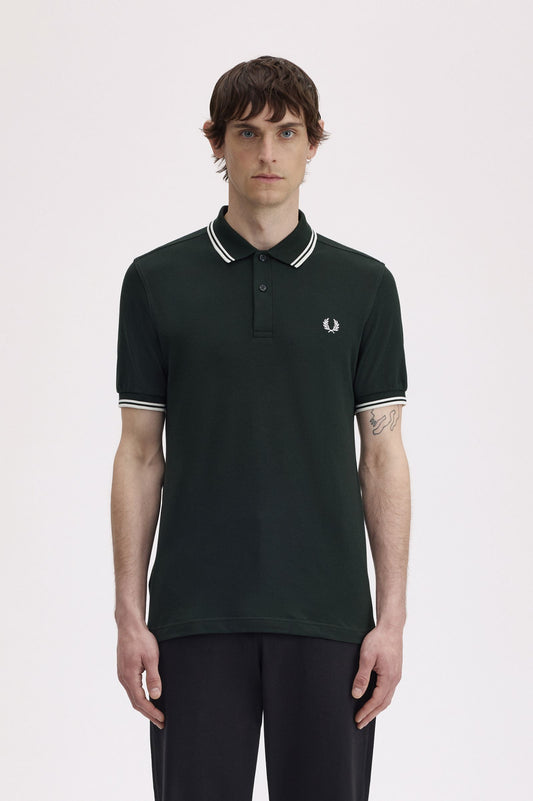 Fred Perry Twin Tipped Polo Shirt – Racing Green & White