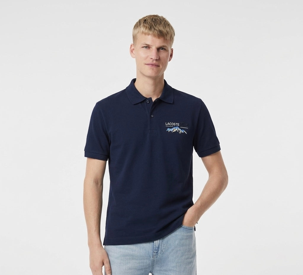 Lacoste Slim-Fit Cotton Piqué Polo Shirt with Mountain Graphic Embroidery