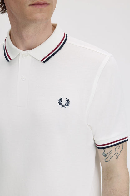 Fred Perry M3600 Twin Tipped Polo Shirt - Snow White