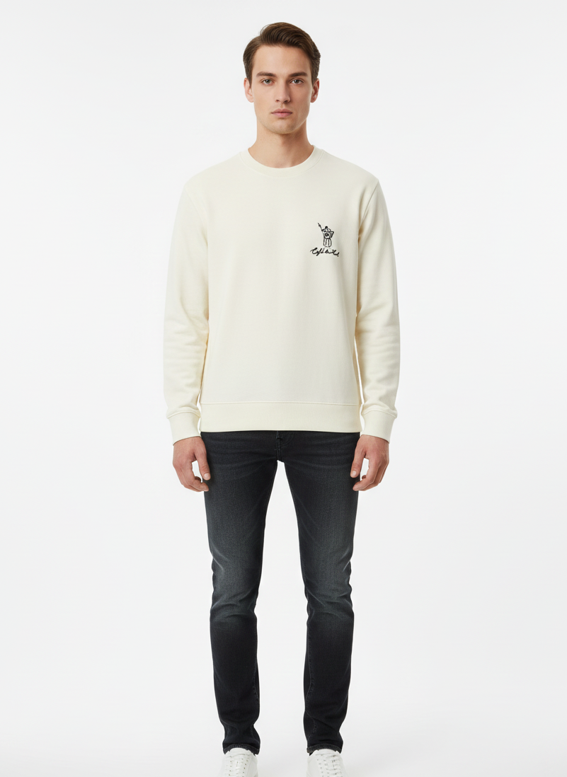 KARL LAGERFELD Men’s Café de Karl Embroidered Sweatshirt – Off-White