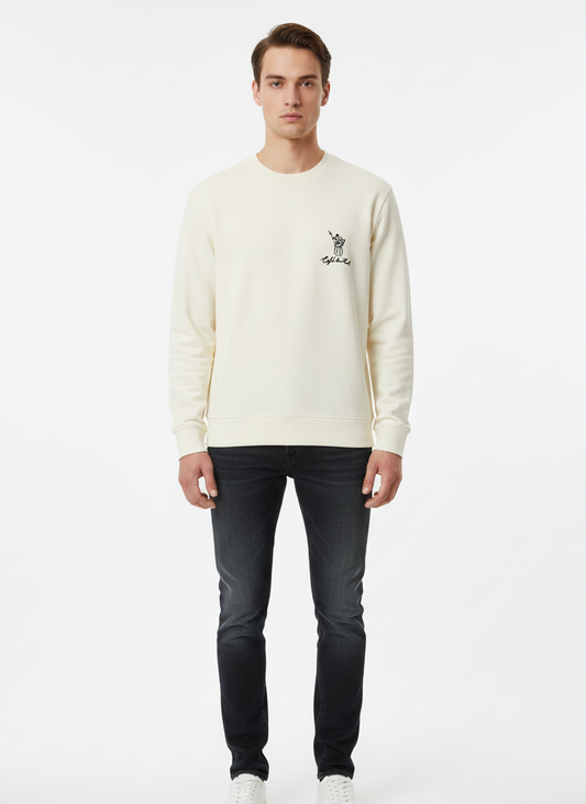 KARL LAGERFELD Men’s Café de Karl Embroidered Sweatshirt – Off-White