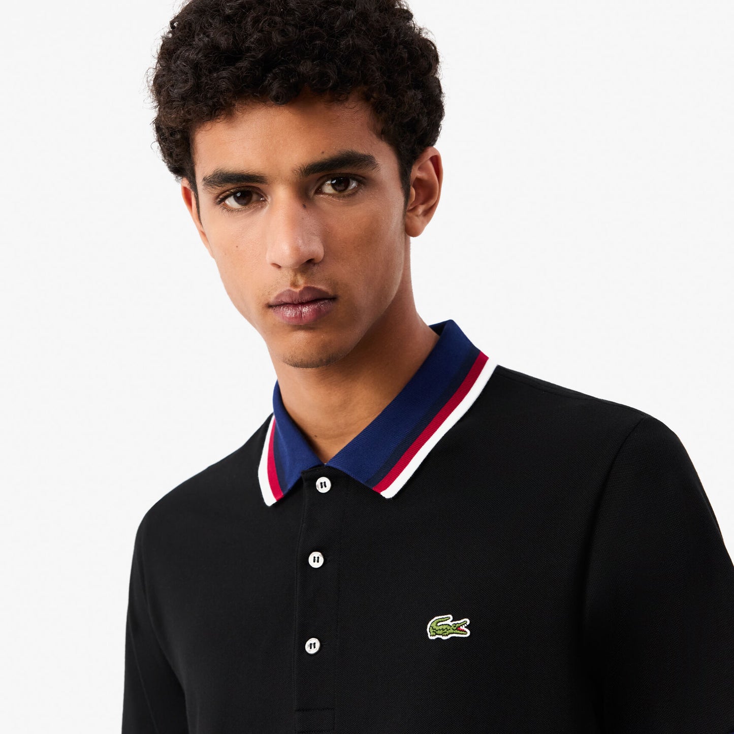 Lacoste Slim Fit Petit Piqué Polo – Black Tricolor Edition