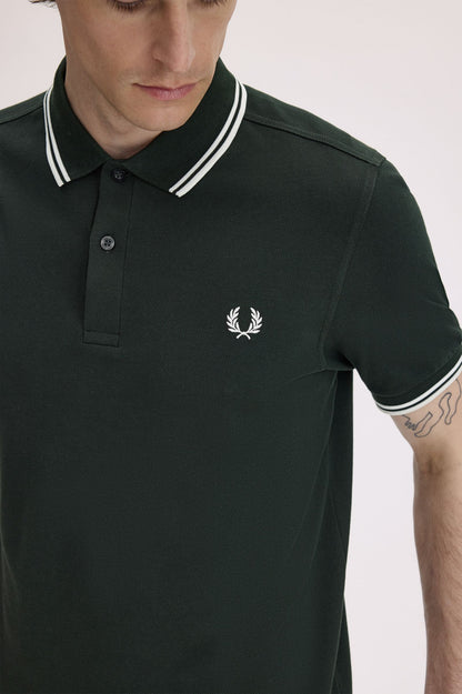 Fred Perry Twin Tipped Polo Shirt – Racing Green & White