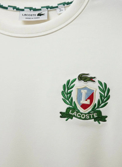 Lacoste Men’s Heritage Crest Emblem Sweatshirt – Off-White/Cream