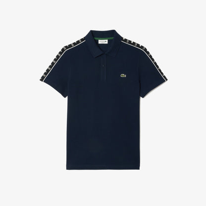 Lacoste Regular Fit Monogram Tape Cotton Polo Shirt – Navy Blue