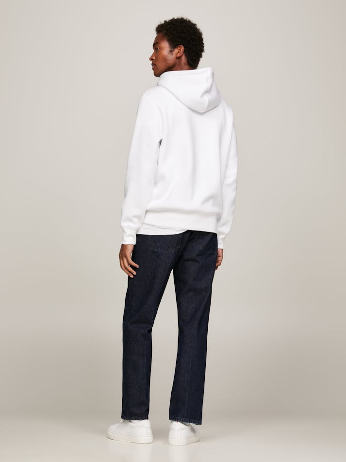Tommy Hilfiger Signature Script Logo Fleece Hoodie - Optic White