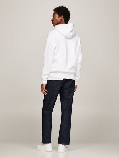Tommy Hilfiger Signature Script Logo Fleece Hoodie - Optic White