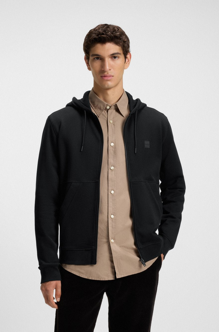 BOSS Athleisure Slim-Fit Full-Zip Hoodie - Black (Structured Logo Patch)