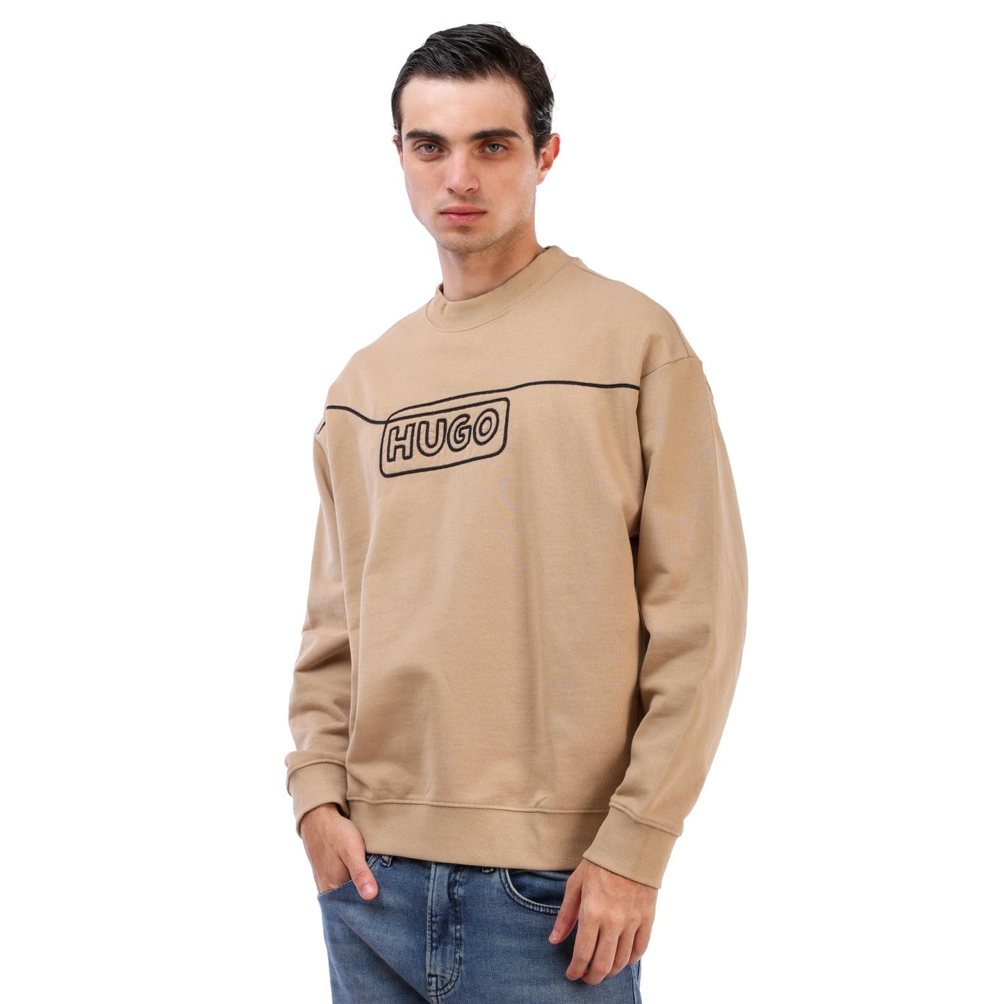 HUGO Relaxed-Fit Camel Outline Logo Sweatshirt