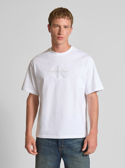 Calvin Klein Relaxed Monogram Logo T-Shirt – White