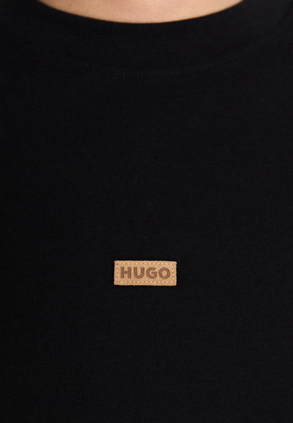 HUGO Unisex Oversized T-Shirt with Faux-Suede Logo Patch