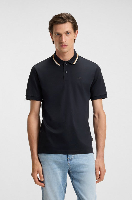 BOSS Slim-Fit Piqué Polo – Signature Gold Tipped Collar