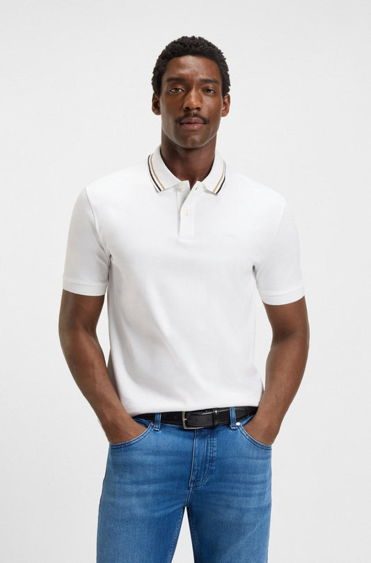 BOSS Slim-Fit Piqué Polo – Signature Tipped Collar Edition