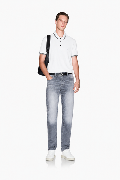 Armani Exchange Logo-Collar Slim-Fit Polo Shirt – Optic White