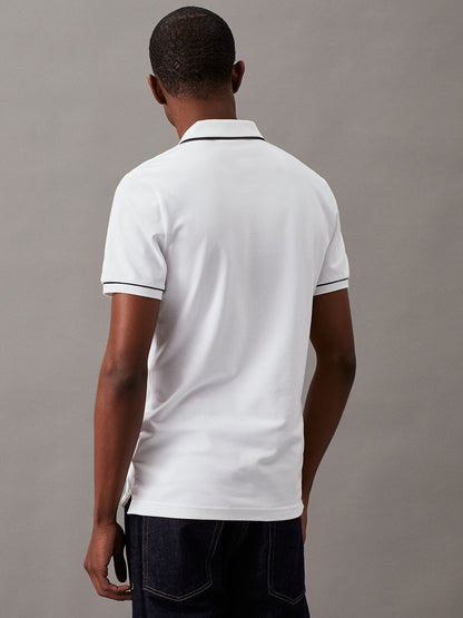 Calvin Klein Monogram Tipped Slim Fit Polo Shirt – Bright White