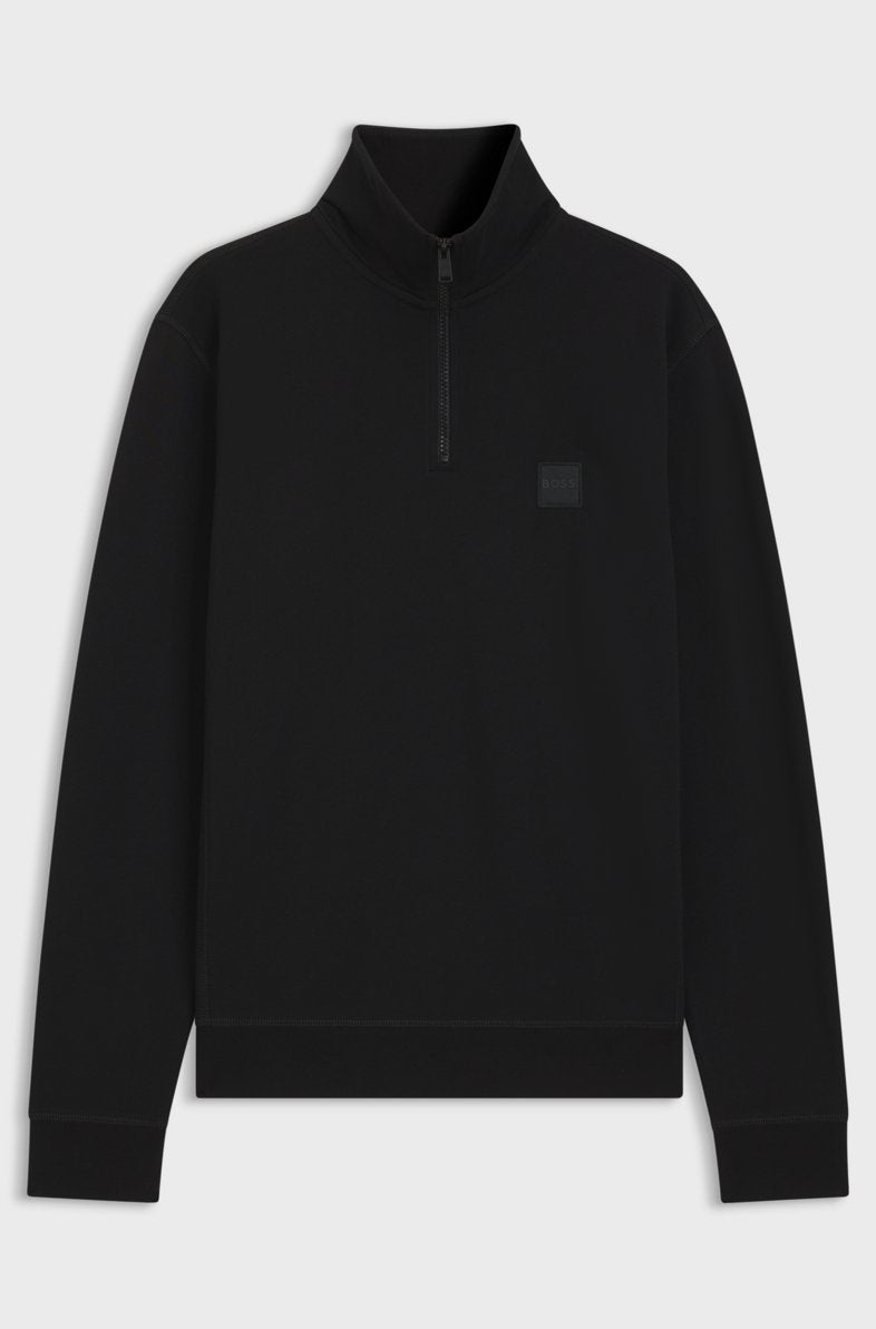 ZIP-NECK SWEATSHIRT IN COTTON TERRY WITH LOGO PATCH