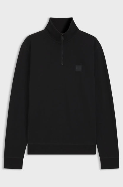 ZIP-NECK SWEATSHIRT IN COTTON TERRY WITH LOGO PATCH