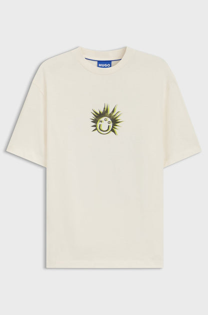 HUGO Relaxed-Fit Cotton Graphic T-Shirt in Off-White