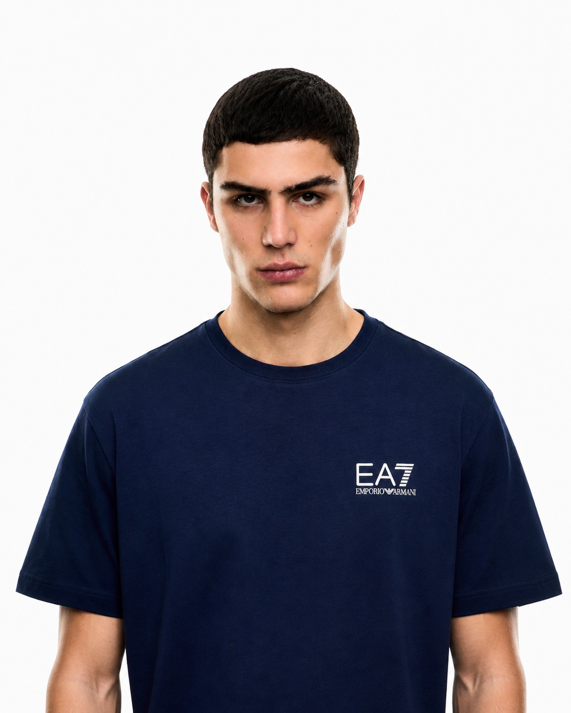 EA7 Emporio Armani Vertical Logo Cotton T-Shirt – Navy