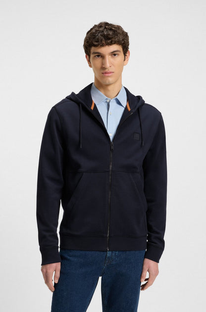 BOSS Athleisure Full-Zip Logo Hoodie - Dark Navy Blue