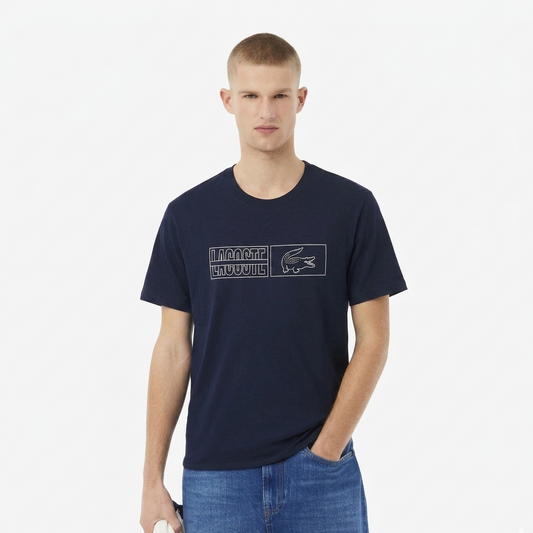 Lacoste Men's Regular Fit Graphic Logo Cotton T-Shirt – Navy Blue