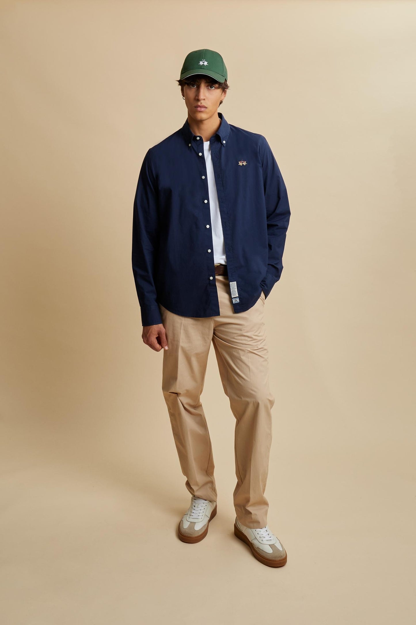 La Martina Embroidered Logo Button-Down Shirt – Navy Blue