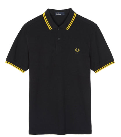 Fred Perry M3600 Twin Tipped Polo – Black & Champagne Yellow