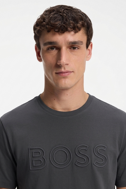 BOSS – Slim-Fit T-Shirt in Mercerized Cotton with Tonal Embossed Logo