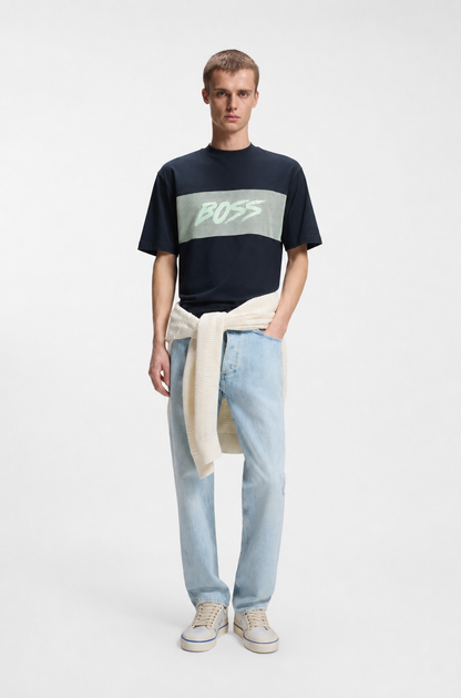 BOSS Regular-Fit Mesh Graphic Tee