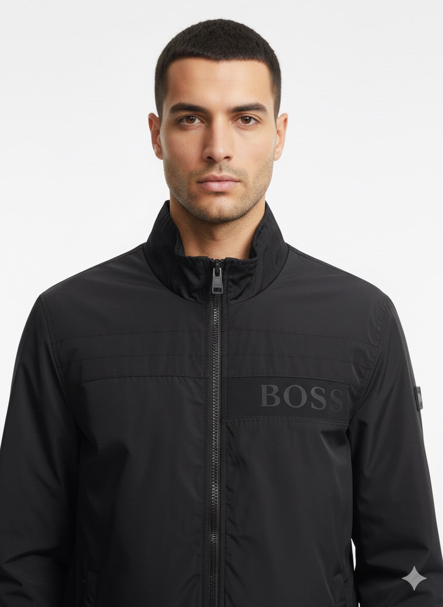 BOSS Lightweight Zip-Through Jacket with Logo Detail