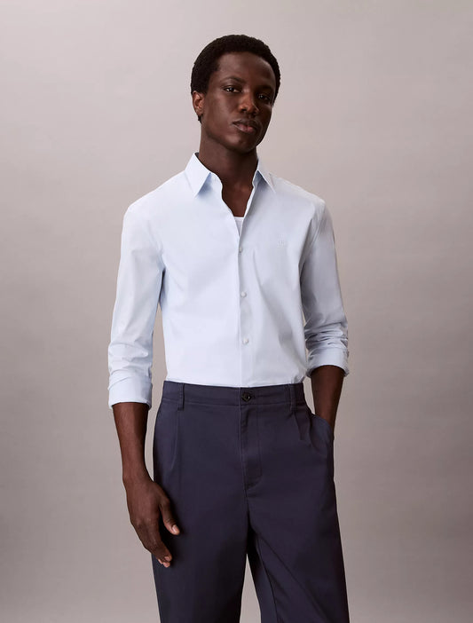 Calvin Klein Men's Regular Fit Cotton Oxford Shirt - Light Blue