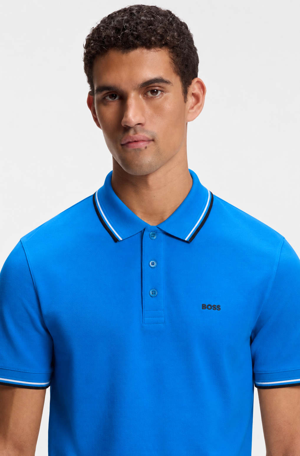 BOSS Regular-Fit Cotton Piqué Polo Shirt in Azure Blue