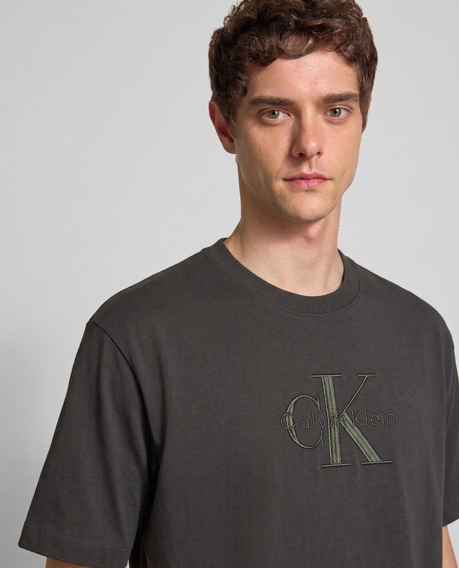 Calvin Klein Relaxed Monogram Logo T-Shirt – Charcoal Grey