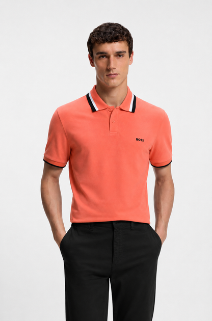 BOSS Regular-Fit Cotton Piqué Polo Shirt in Salmon Pink