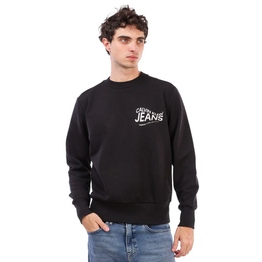 Calvin Klein Jeans Men’s Institutional Logo Crewneck Sweatshirt – Black