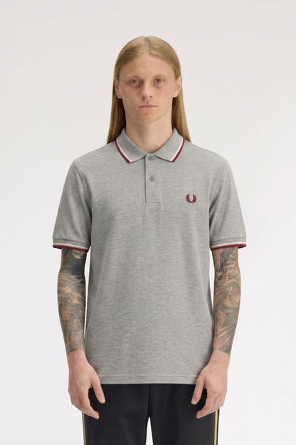 Fred Perry M3600 Twin Tipped Polo Shirt - Grey Marl