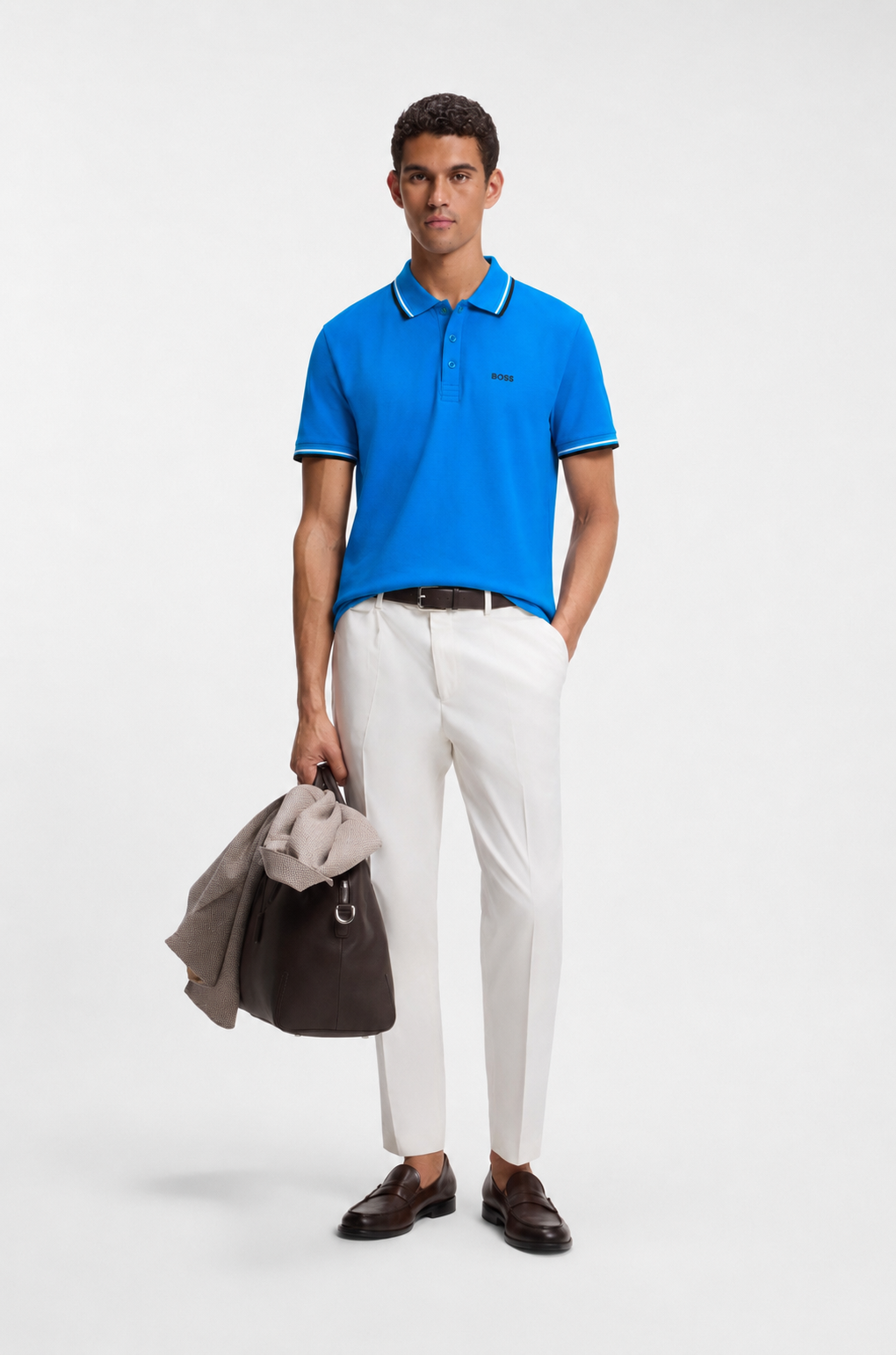 BOSS Regular-Fit Cotton Piqué Polo Shirt in Azure Blue