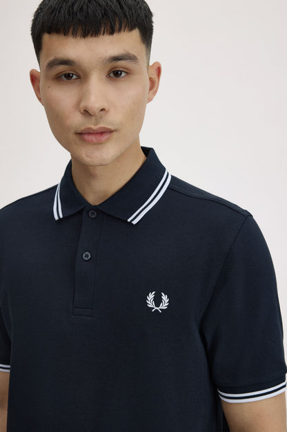 Fred Perry M3600 Twin Tipped Polo Shirt – Navy / White / Ice