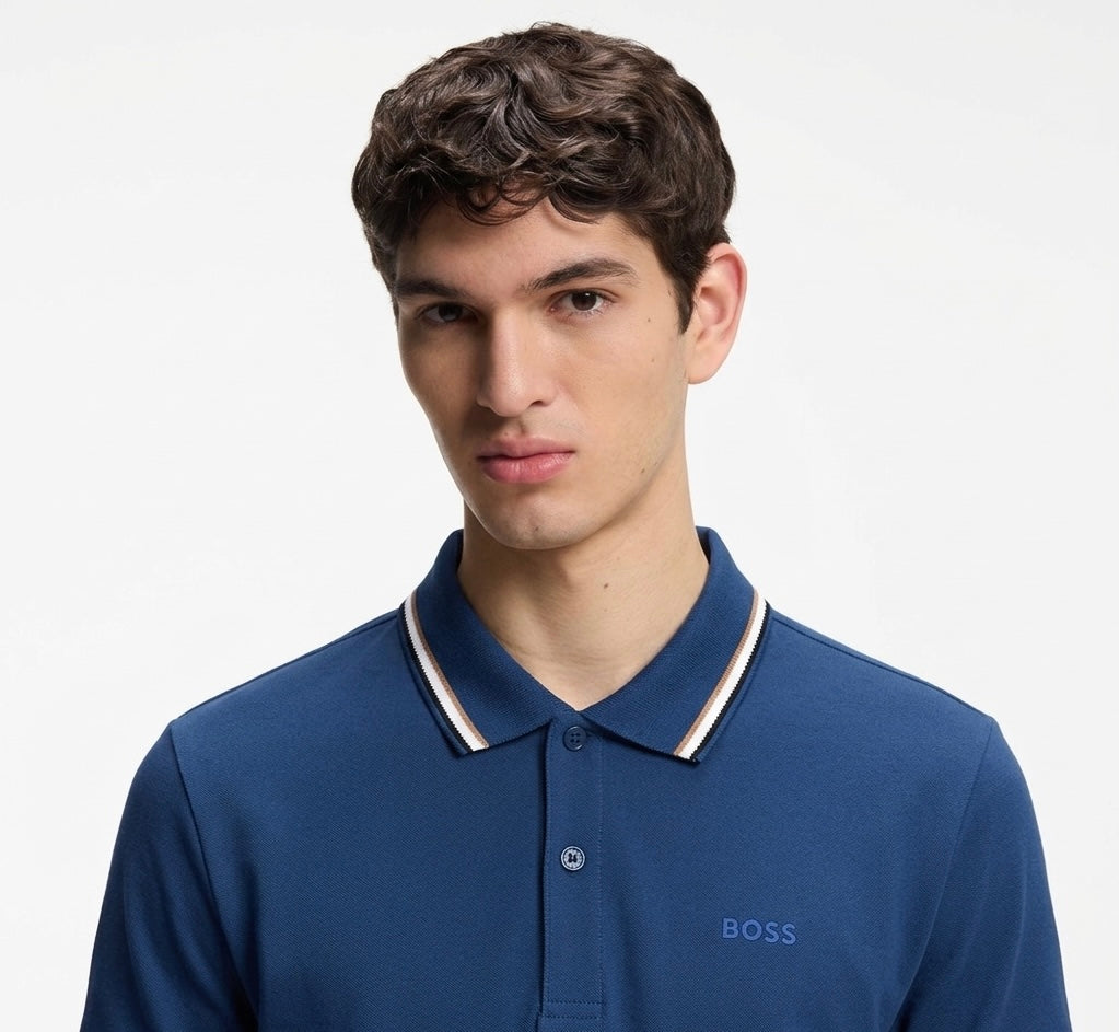 BOSS Slim-Fit Polo Shirt in Luxury Stretch Cotton with Signature Tipping