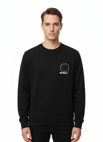 Karl Lagerfeld Paris | Ikonik Karl Embroidered Fleece Sweatshirt – Black