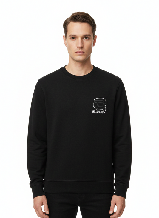 Karl Lagerfeld Paris | Ikonik Karl Embroidered Fleece Sweatshirt – Black