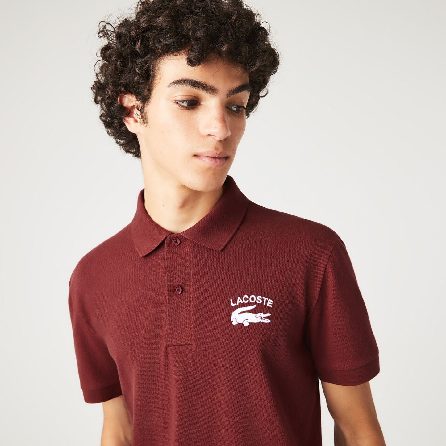 Lacoste Heritage Graphic Piqué Polo Shirt – Bordeaux Red
