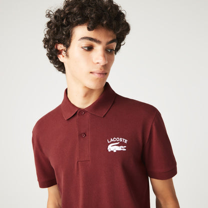 Lacoste Heritage Graphic Piqué Polo Shirt – Bordeaux Red