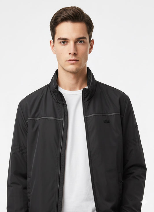 Lacoste Black Technical Windbreaker with Reflective Trim