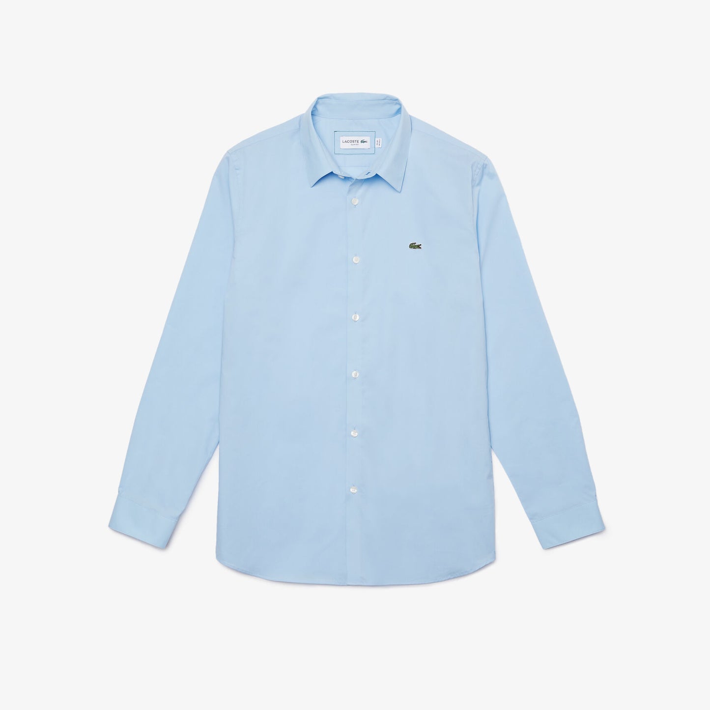 Lacoste Slim Fit Long-Sleeved Premium Poplin Cotton Shirt – Light Blue