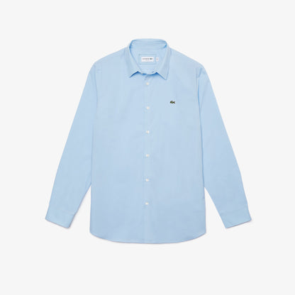 Lacoste Slim Fit Long-Sleeved Premium Poplin Cotton Shirt – Light Blue