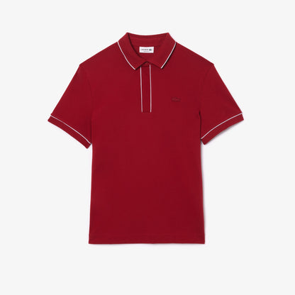 Lacoste Regular Fit Piped Organic Cotton Polo Shirt – Burgundy