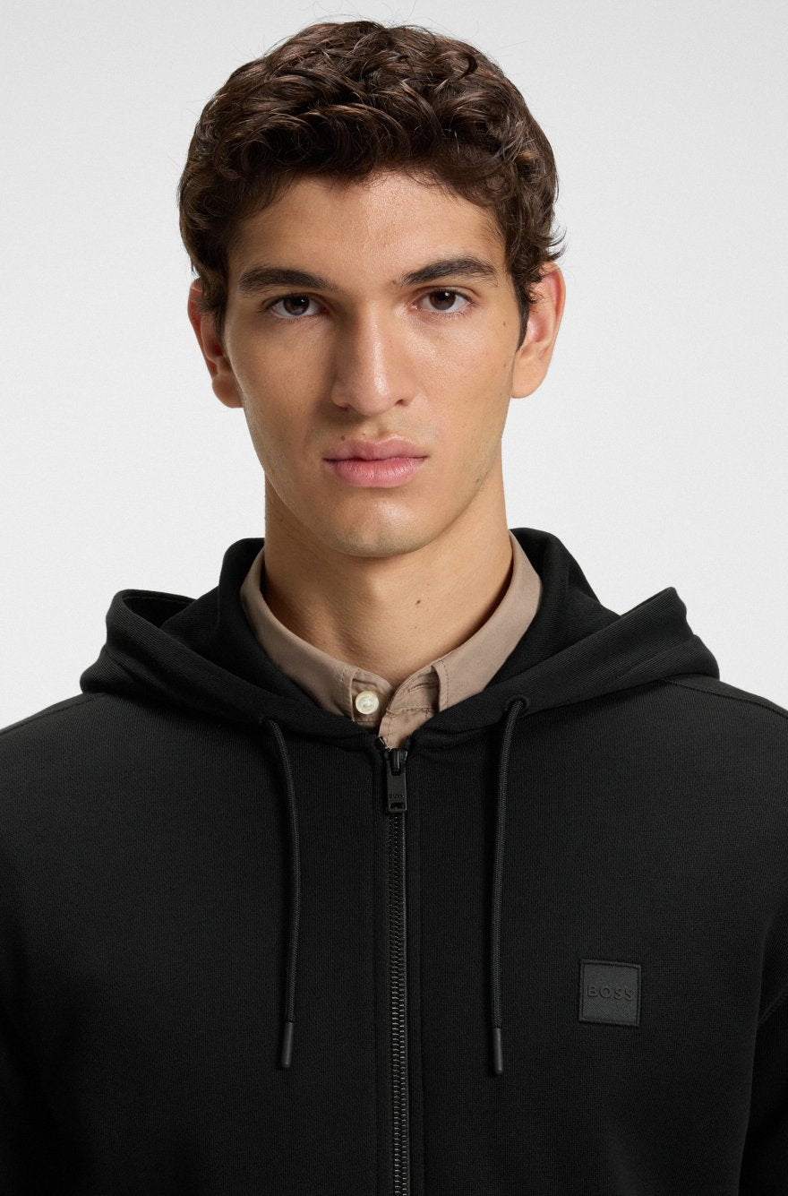 BOSS Athleisure Slim-Fit Full-Zip Hoodie - Black (Structured Logo Patch)