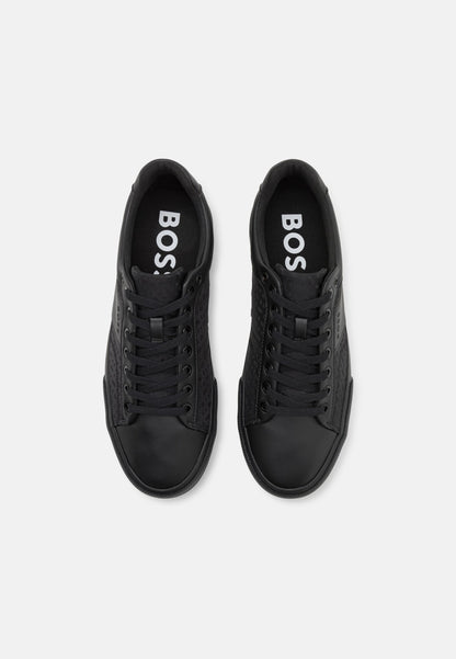 BOSS Men's Seth Low-Top Sneakers - Triple Black Monogram Edition